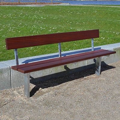  Bank aus feuerverzinktem Stahl und Holz - zum Einbetonieren